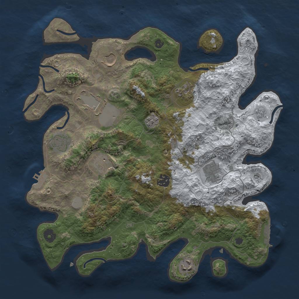 Rust Map: Procedural Map, Size: 3500, Seed: 1693737201, 18 Monuments