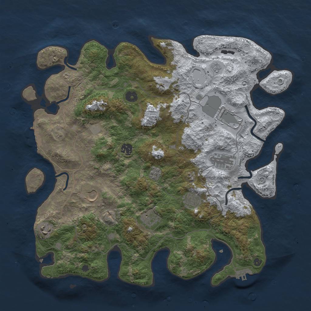 Rust Map: Procedural Map, Size: 4000, Seed: 250752965, 17 Monuments