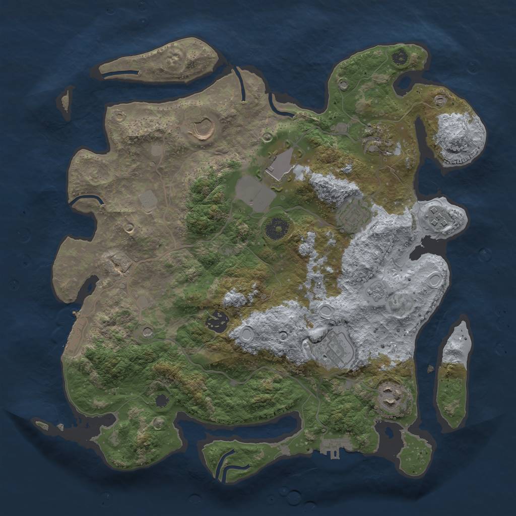 Rust Map: Procedural Map, Size: 3500, Seed: 838612512, 17 Monuments