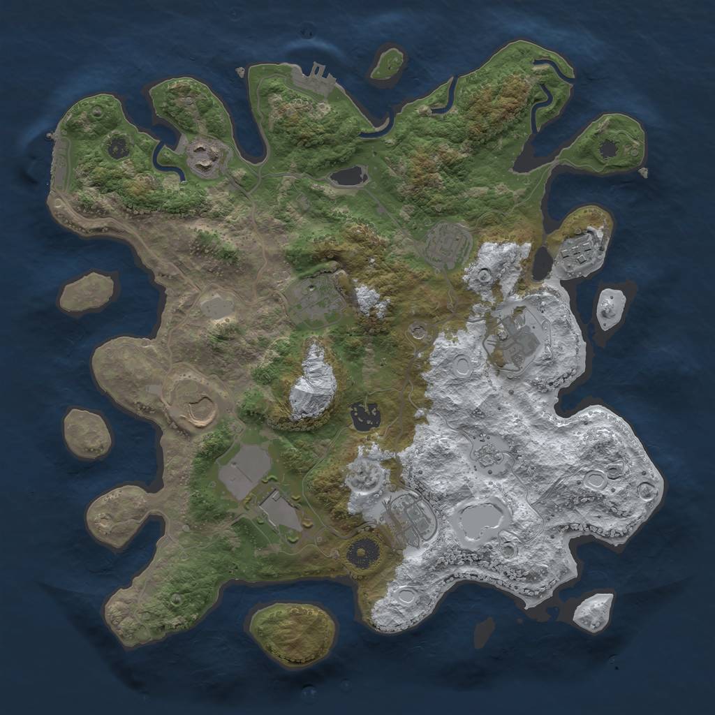 Rust Map: Procedural Map, Size: 3500, Seed: 2092575800, 18 Monuments