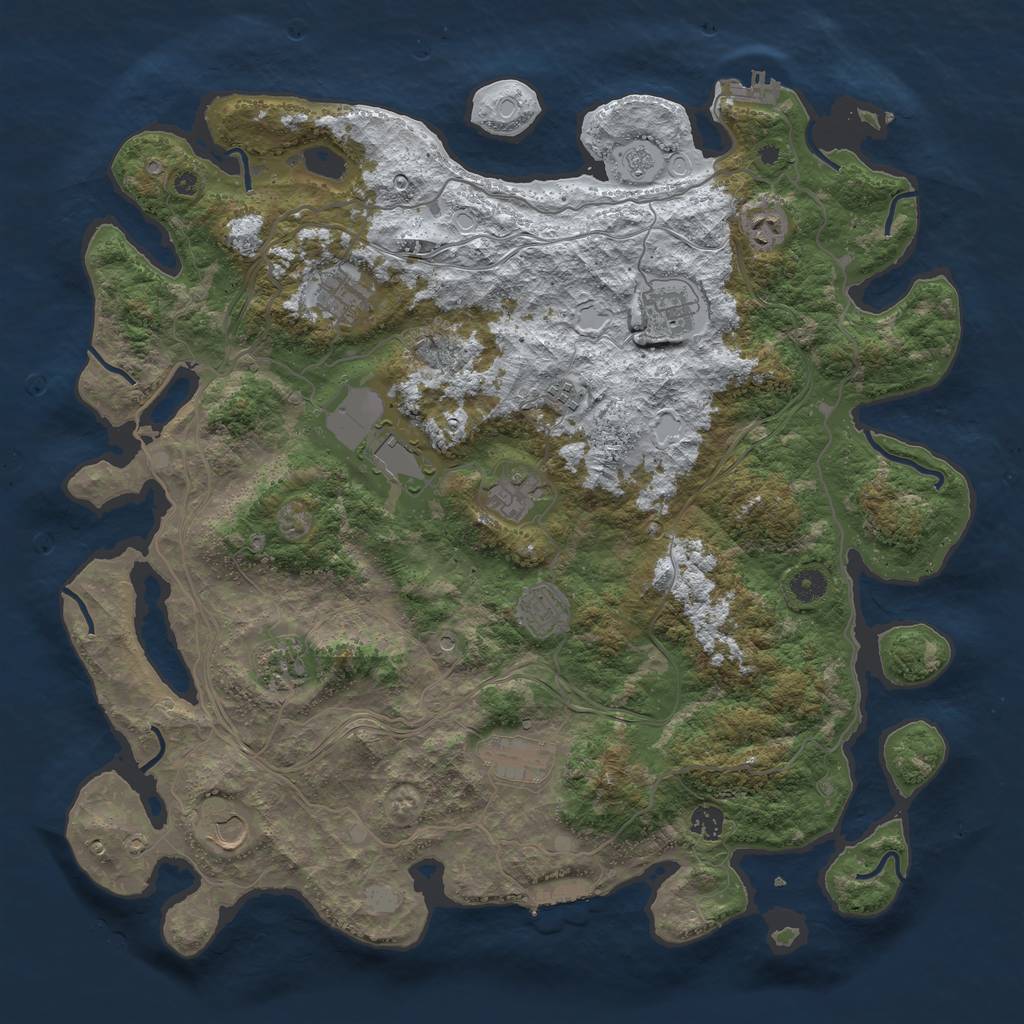 Rust Map: Procedural Map, Size: 4500, Seed: 5463481, 20 Monuments
