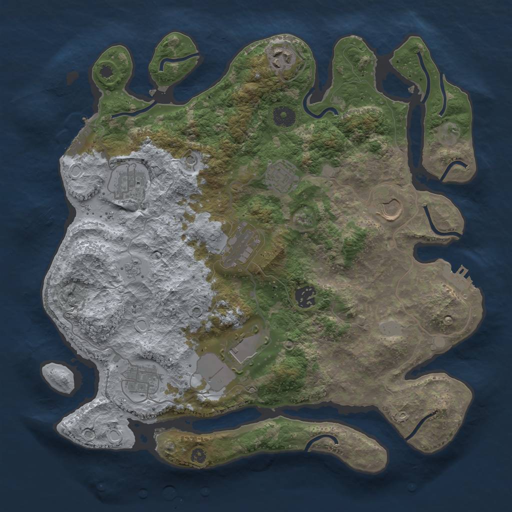 Rust Map: Procedural Map, Size: 3500, Seed: 15523417, 17 Monuments