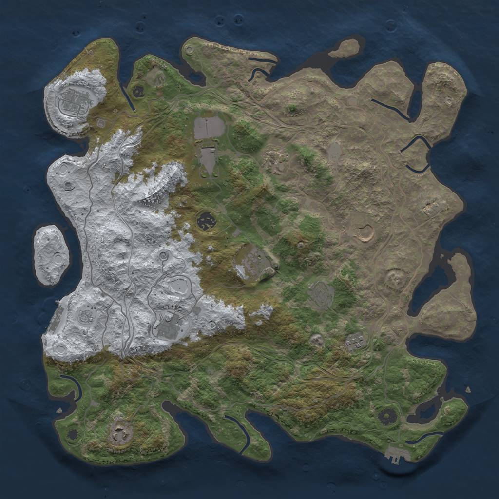 Rust Map: Procedural Map, Size: 4250, Seed: 43993, 19 Monuments