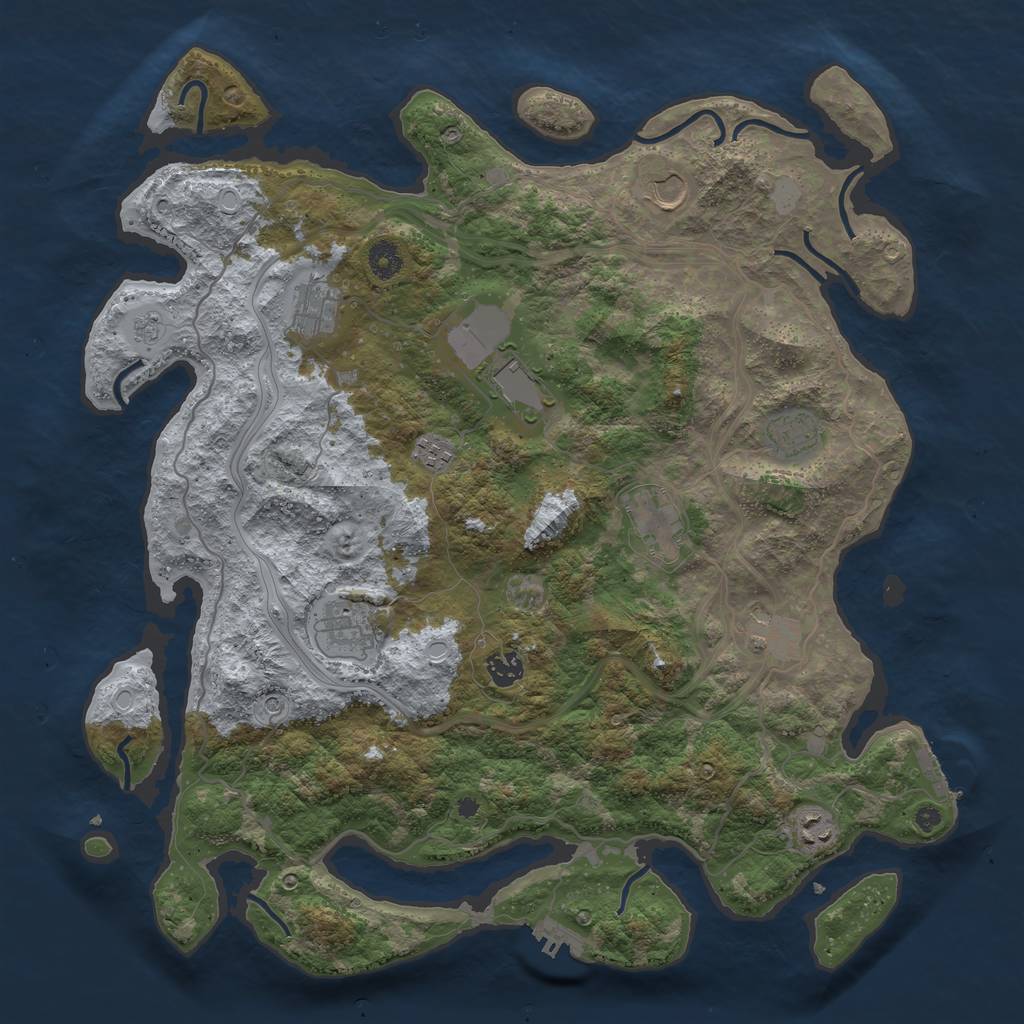 Rust Map: Procedural Map, Size: 4250, Seed: 1277833101, 19 Monuments