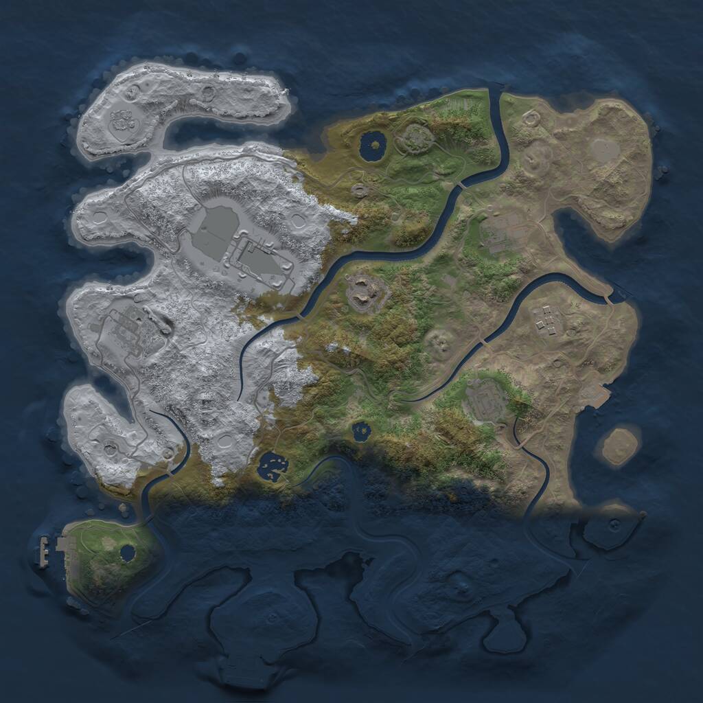 Rust Map: Procedural Map, Size: 3600, Seed: 12, 13 Monuments