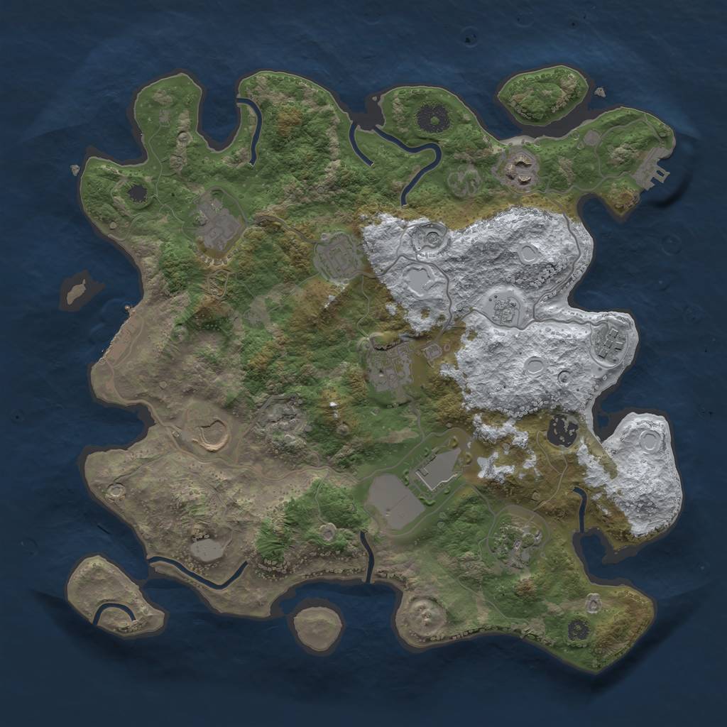 Rust Map: Procedural Map, Size: 3500, Seed: 2144287087, 18 Monuments