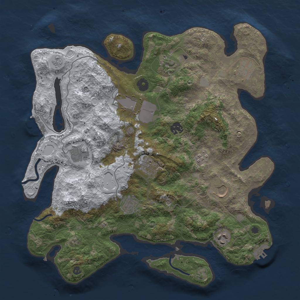 Rust Map: Procedural Map, Size: 3700, Seed: 1374945329, 19 Monuments