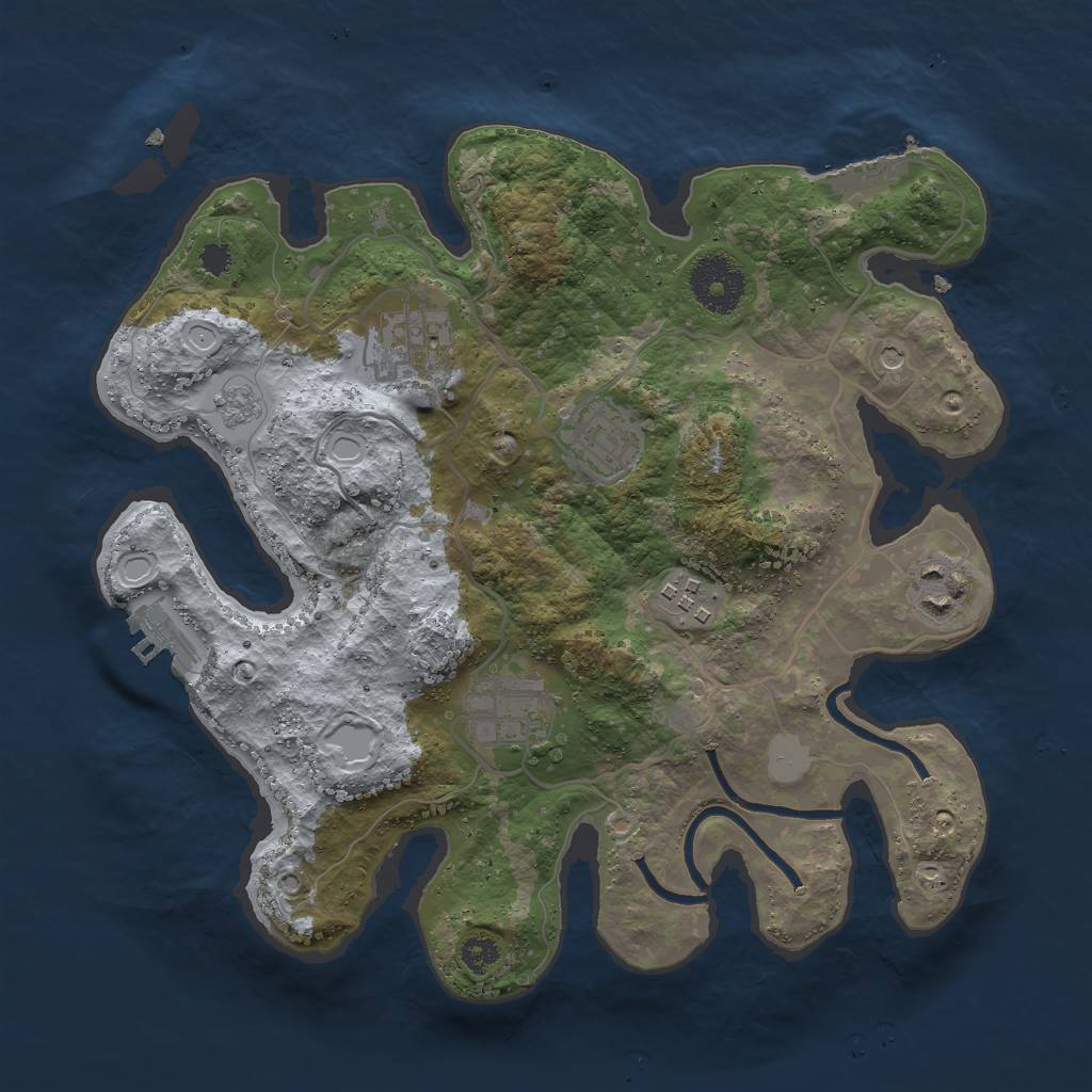 Rust Map: Procedural Map, Size: 3000, Seed: 1266318215, 14 Monuments