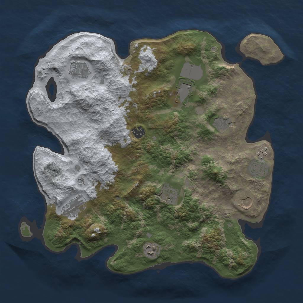 Rust Map: Barren, Size: 3750, Seed: 888776192, 13 Monuments