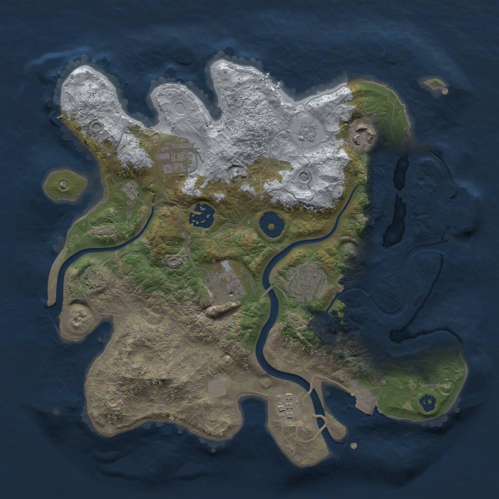 Rust Map: Procedural Map, Size: 3000, Seed: 1214384983, 11 Monuments