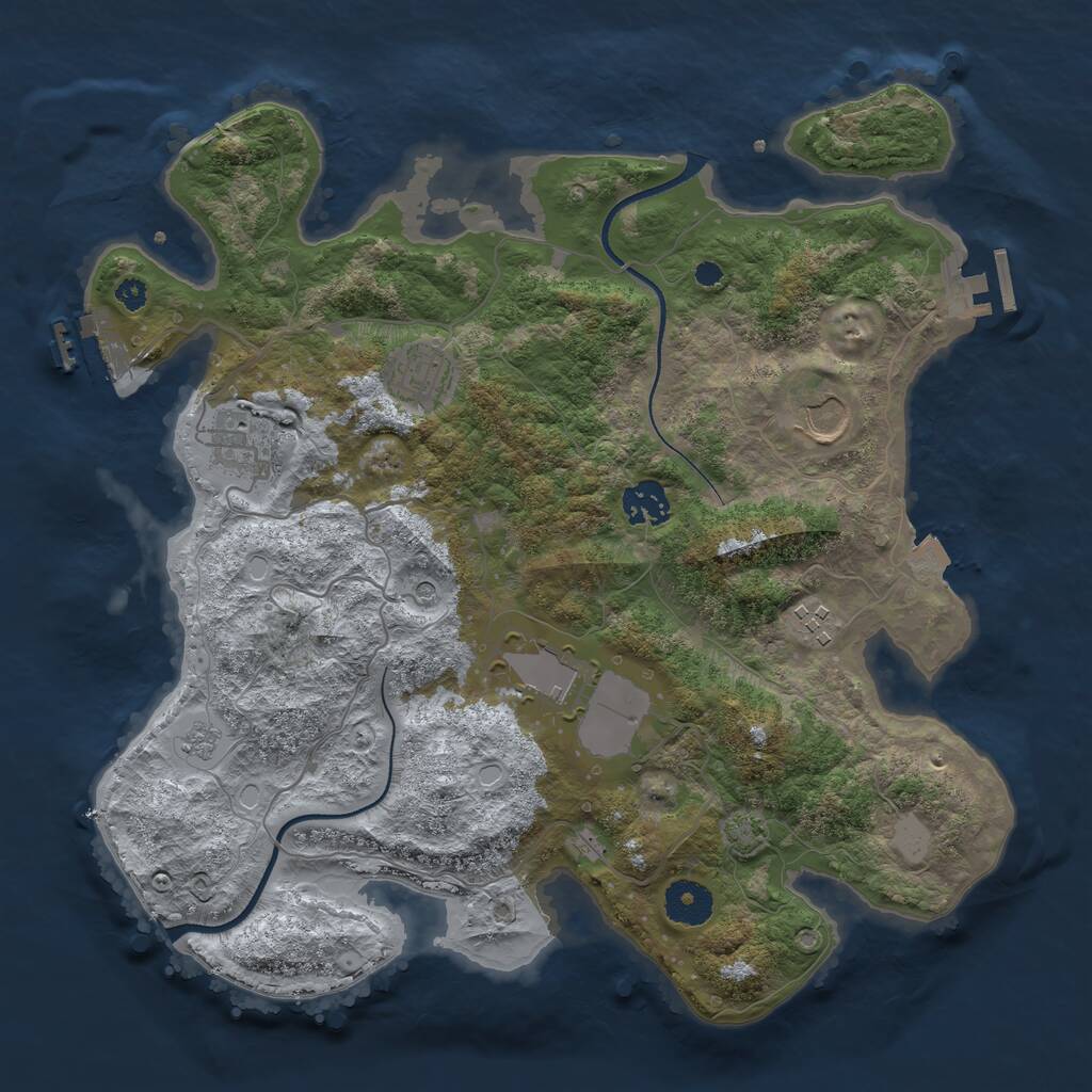 Rust Map: Procedural Map, Size: 3500, Seed: 826355, 12 Monuments