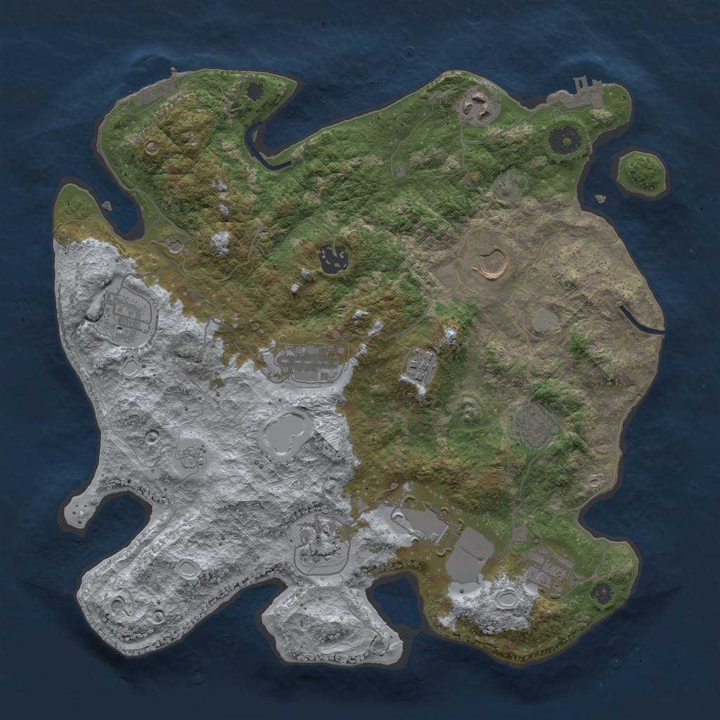 Rust Map: Procedural Map, Size: 3550, Seed: 397966909, 19 Monuments