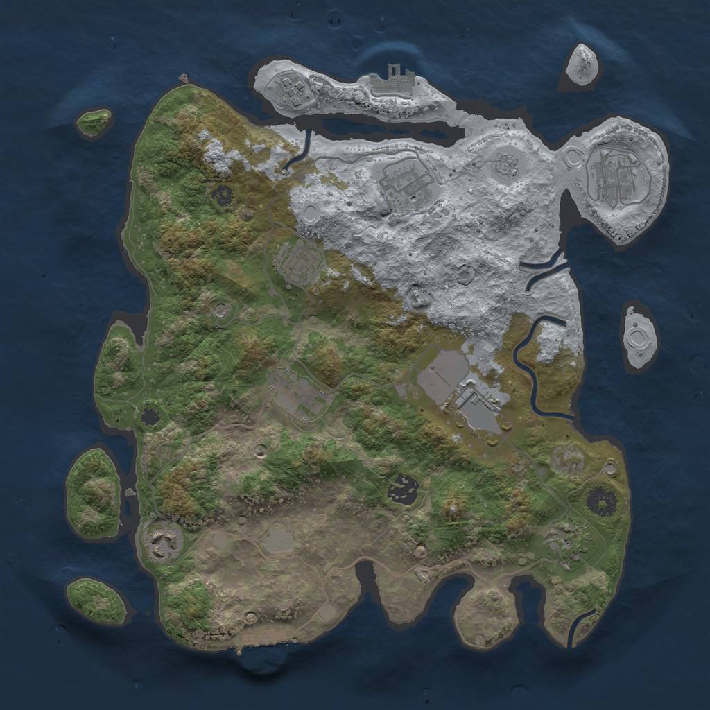 Rust Map: Procedural Map, Size: 3500, Seed: 13977931, 18 Monuments
