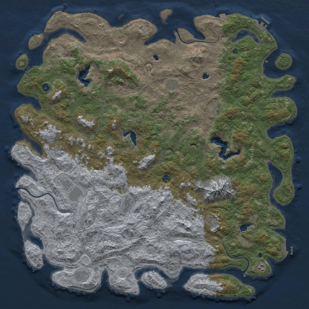Rust Map: Procedural Map, Size: 6000, Seed: 25175856, 17 Monuments