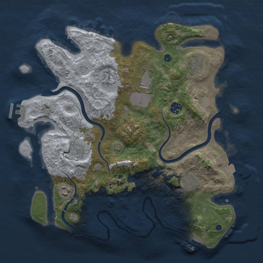 Rust Map: Procedural Map, Size: 3500, Seed: 1062452357, 14 Monuments