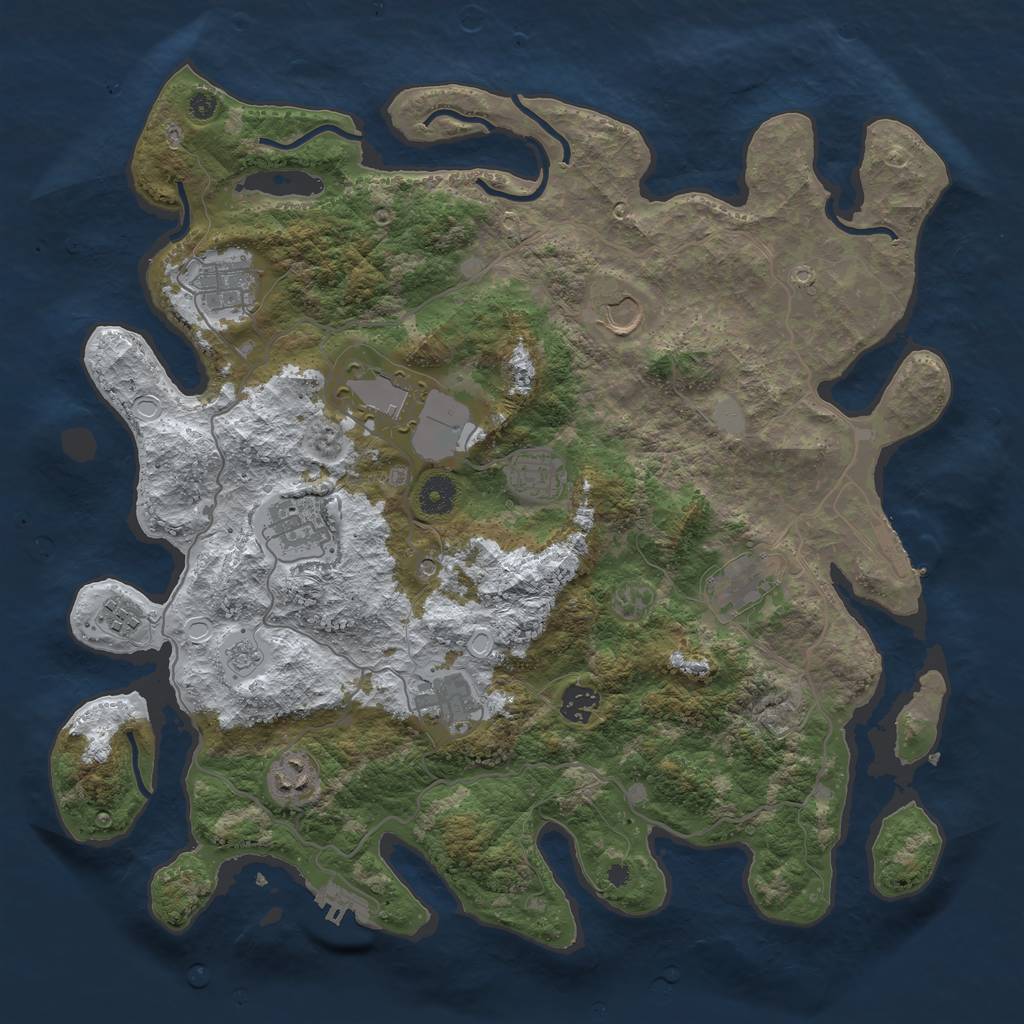 Rust Map: Procedural Map, Size: 4000, Seed: 40008, 19 Monuments