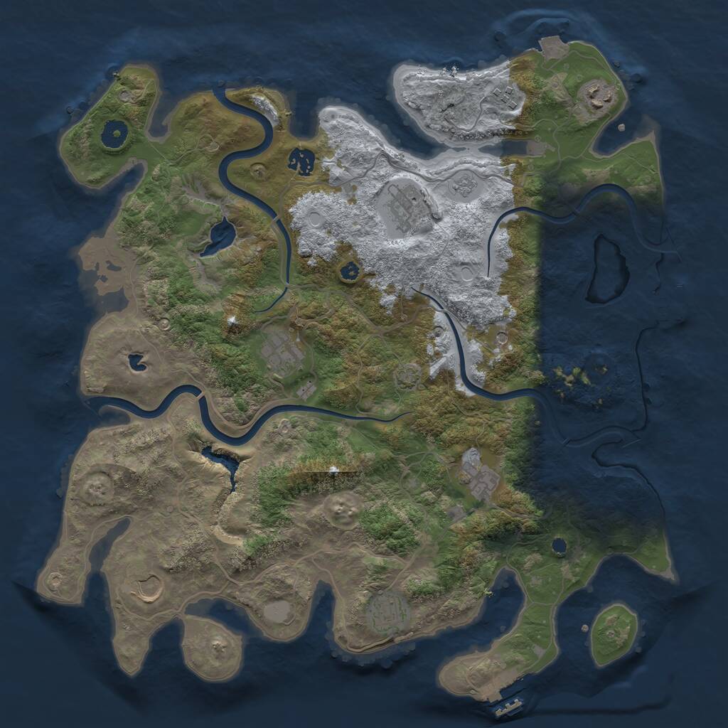 Rust Map: Procedural Map, Size: 4000, Seed: 729072833, 14 Monuments