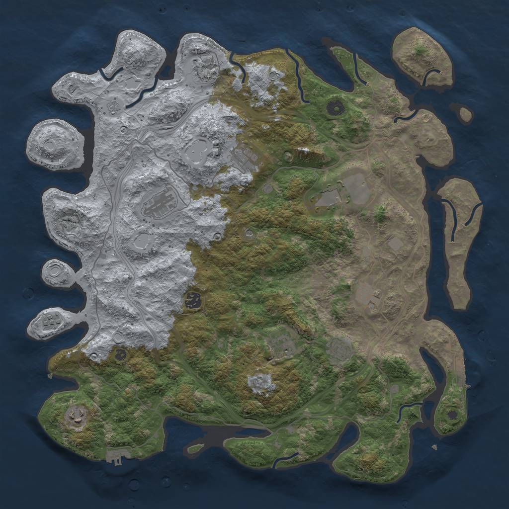 Rust Map: Procedural Map, Size: 4500, Seed: 1872606303, 19 Monuments