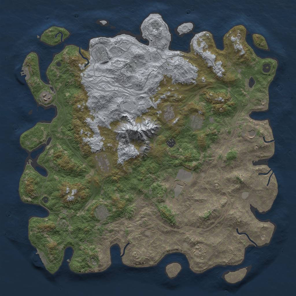 Rust Map: Procedural Map, Size: 5000, Seed: 1305714781, 20 Monuments