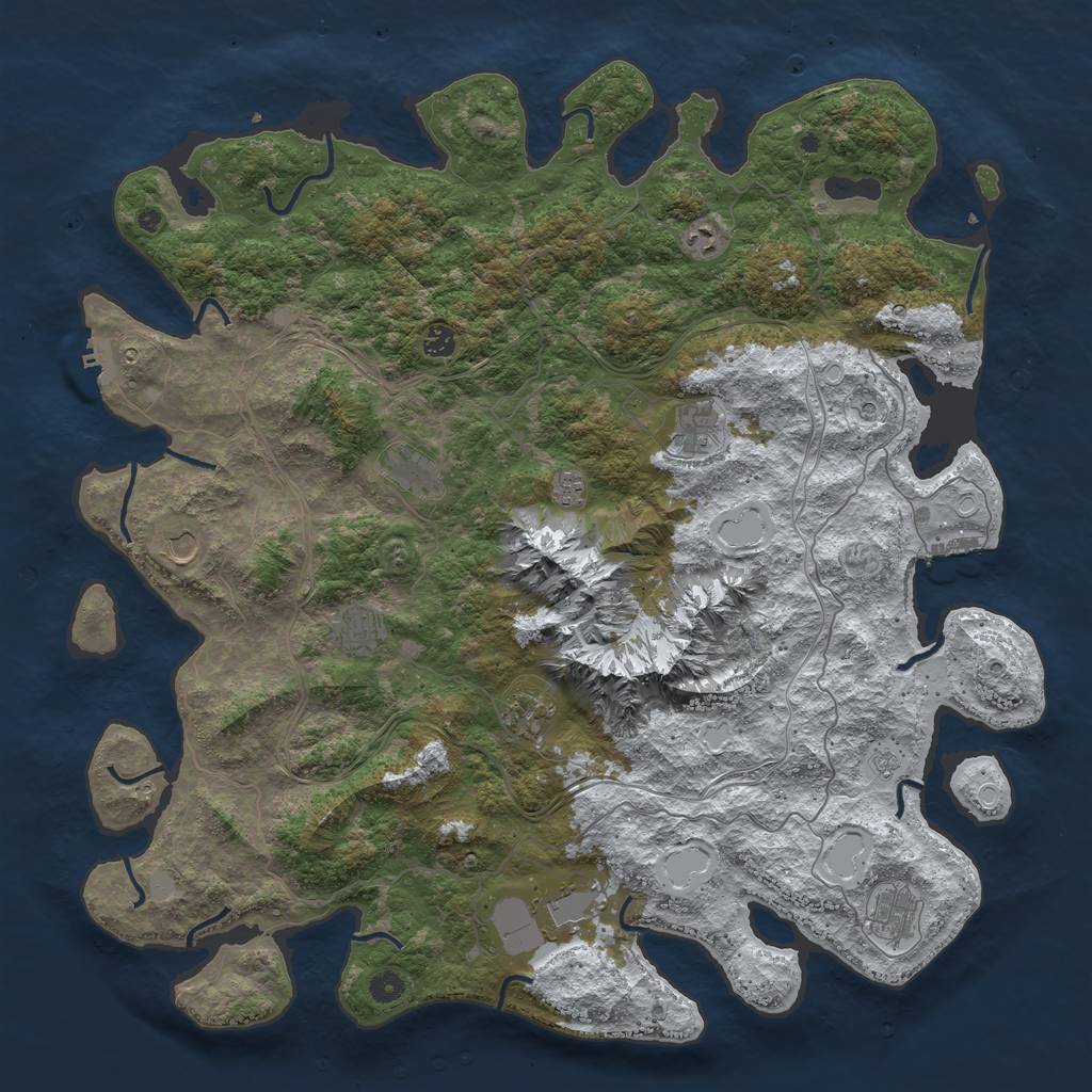 Rust Map: Procedural Map, Size: 5000, Seed: 1161599078, 19 Monuments