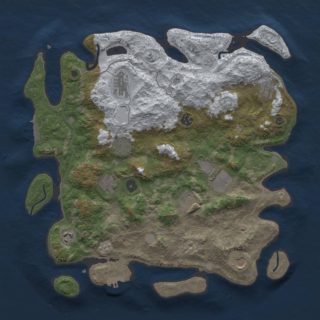 Rust Map: Procedural Map, Size: 4000, Seed: 6868, 19 Monuments