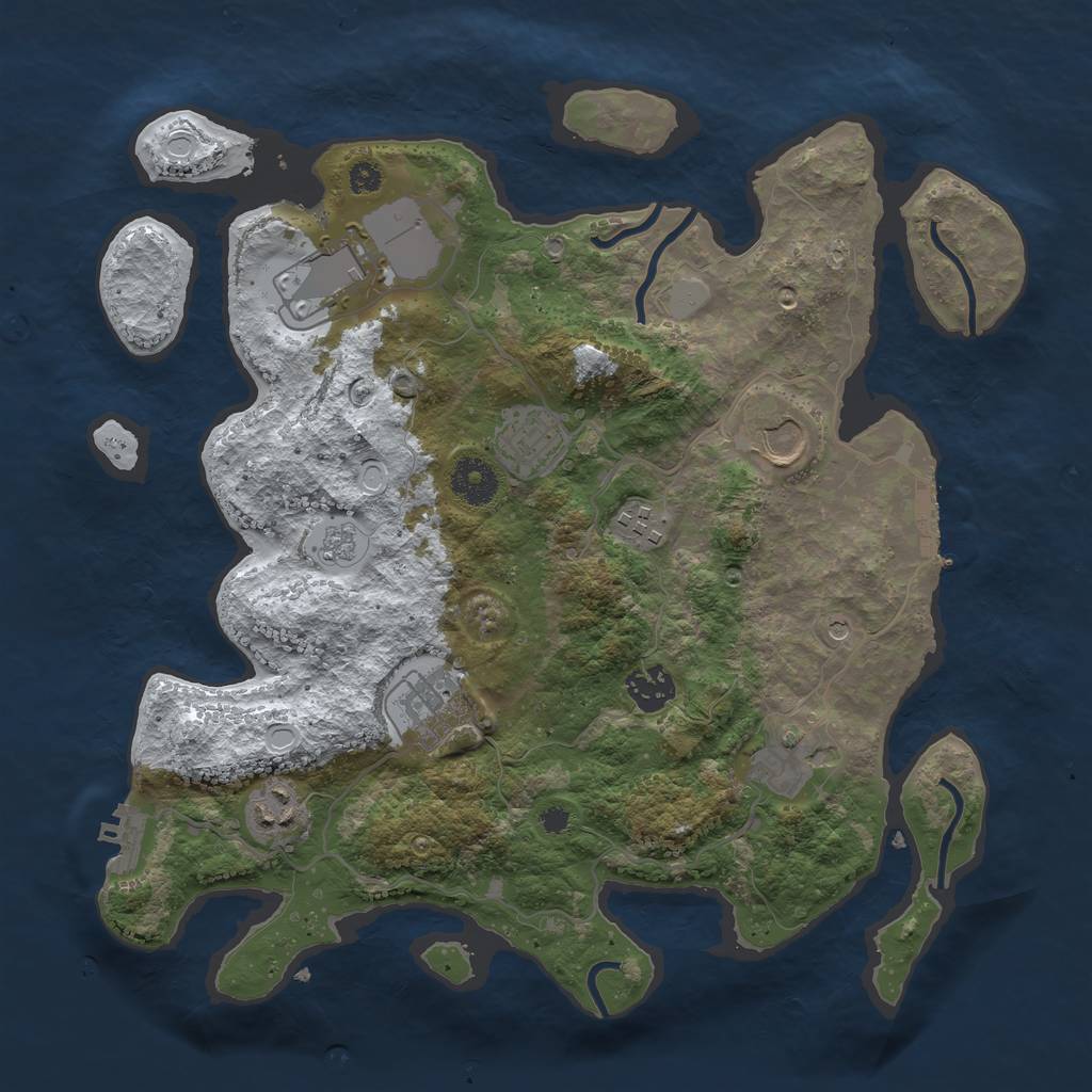 Rust Map: Procedural Map, Size: 3500, Seed: 80303735, 17 Monuments