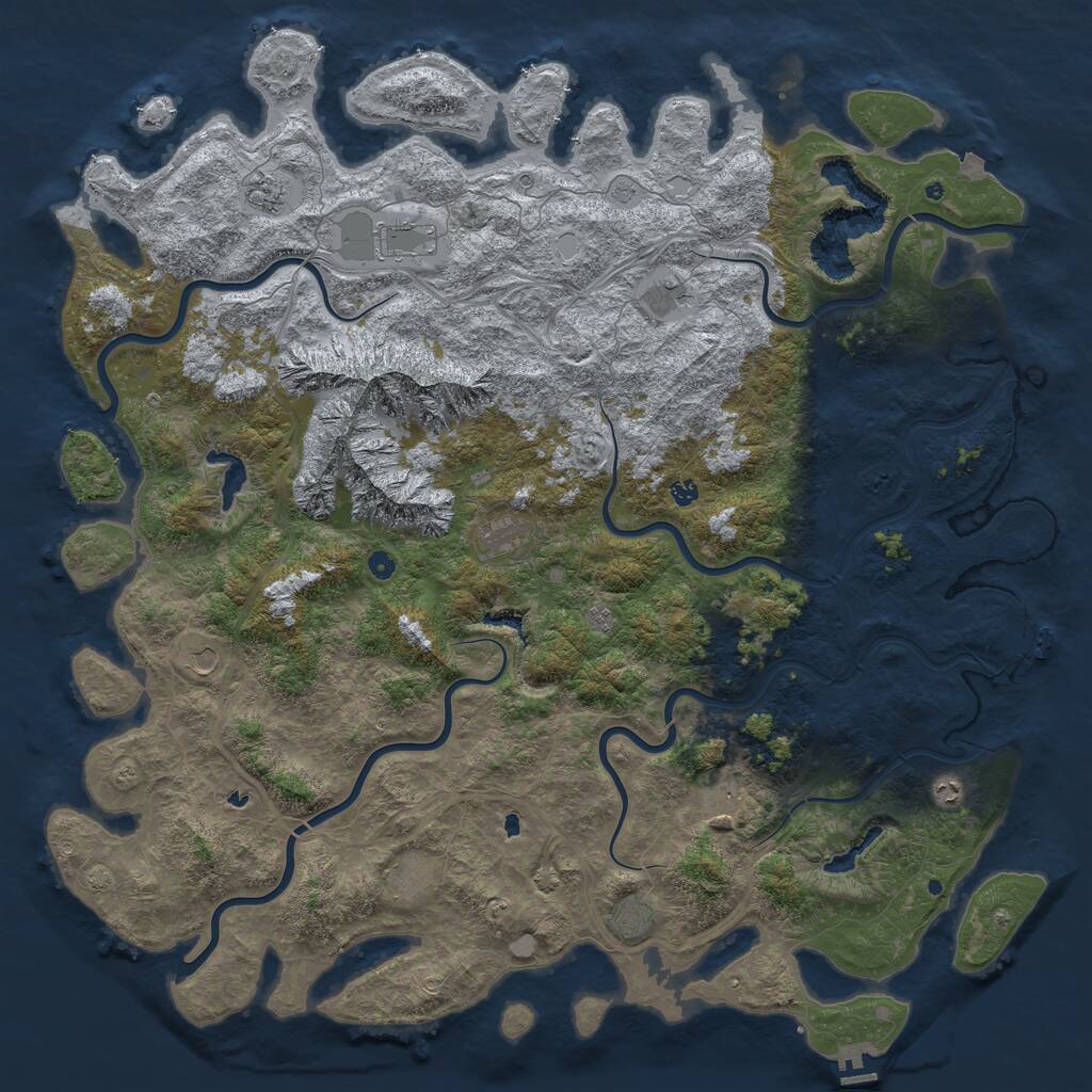 Rust Map: Procedural Map, Size: 6000, Seed: 123459, 17 Monuments