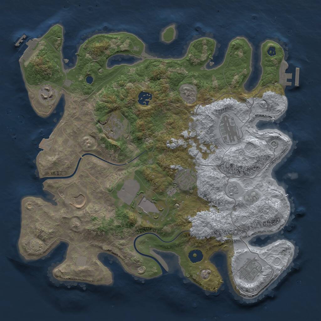 Rust Map: Procedural Map, Size: 3500, Seed: 7950, 14 Monuments