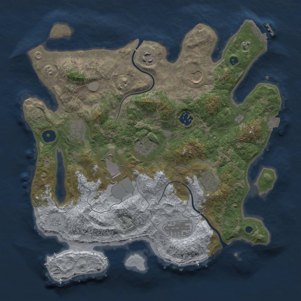 Rust Map: Procedural Map, Size: 3500, Seed: 684055305, 12 Monuments