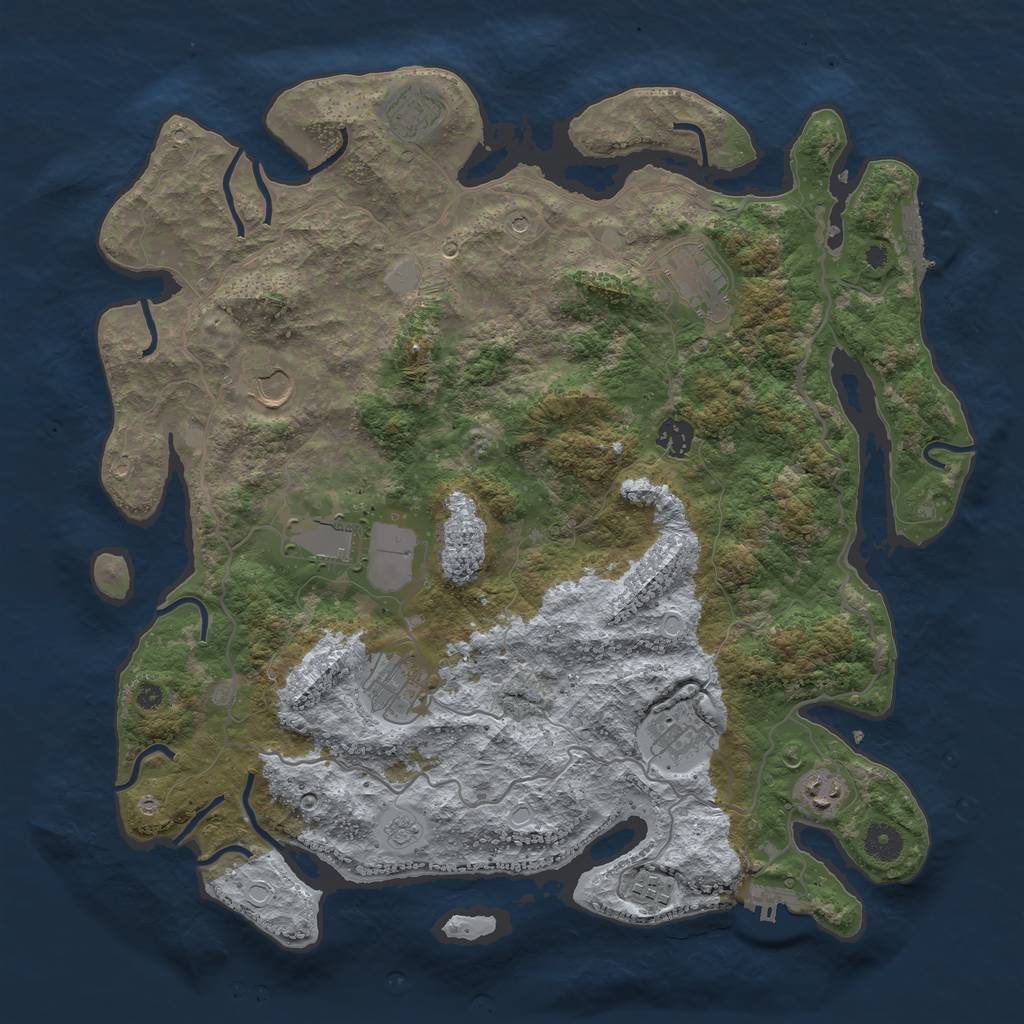 Rust Map: Procedural Map, Size: 4050, Seed: 1009050098, 18 Monuments