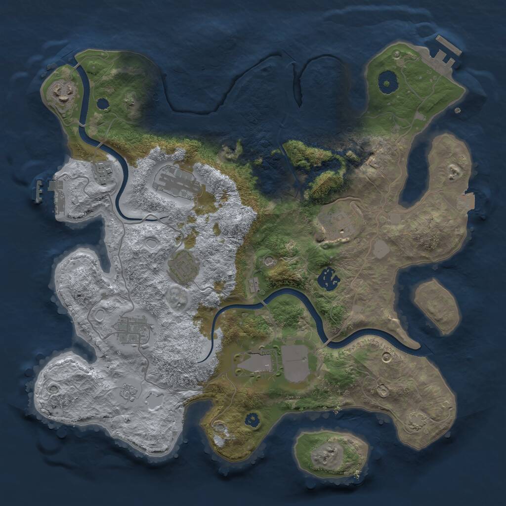 Rust Map: Procedural Map, Size: 3500, Seed: 1386100429, 14 Monuments
