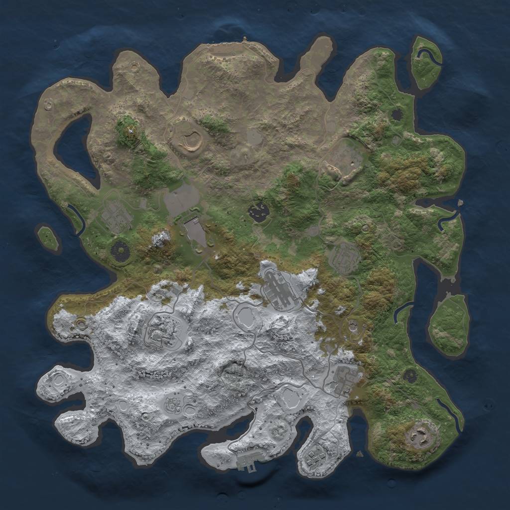 Rust Map: Procedural Map, Size: 3850, Seed: 75737461, 20 Monuments