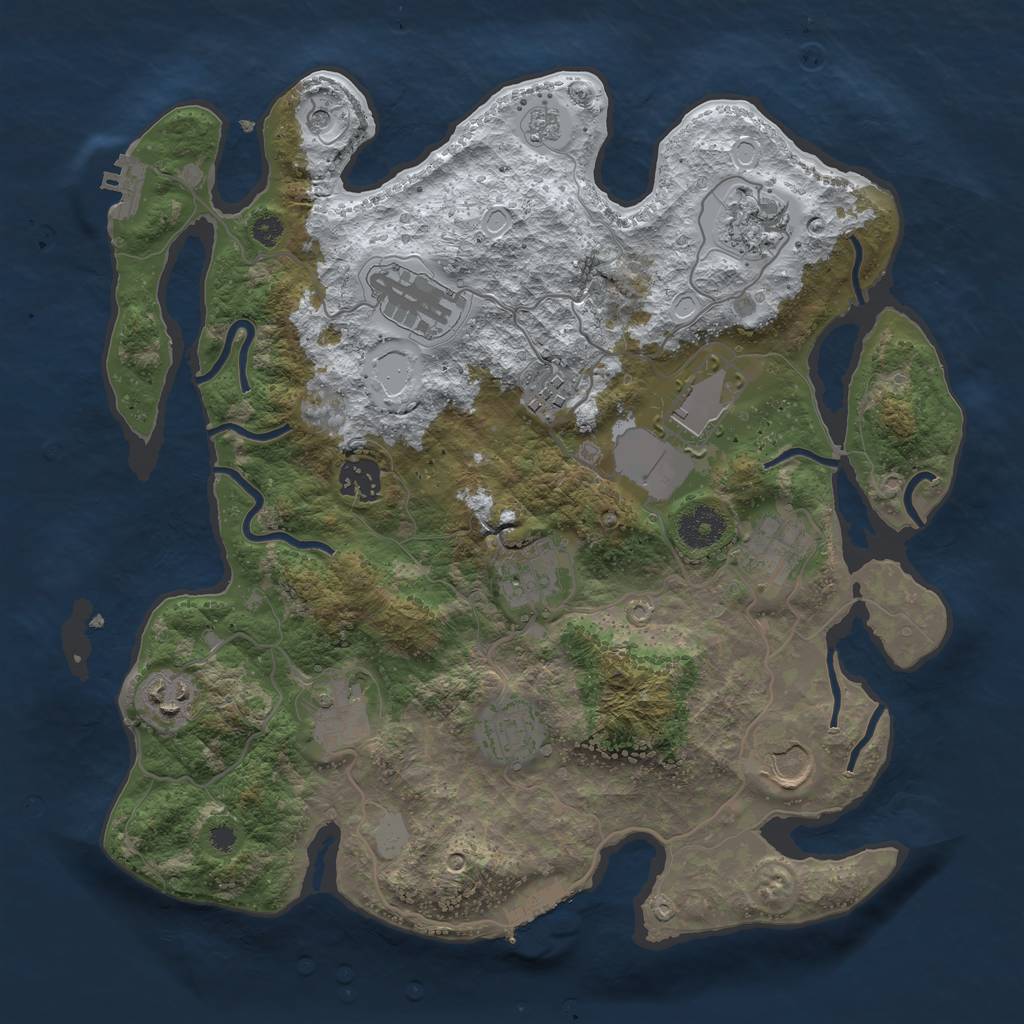 Rust Map: Procedural Map, Size: 3500, Seed: 1275828224, 20 Monuments