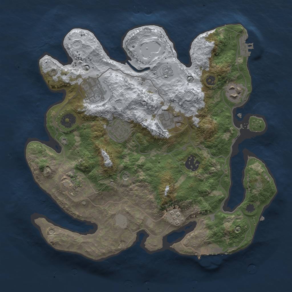 Rust Map: Procedural Map, Size: 3000, Seed: 123459, 16 Monuments