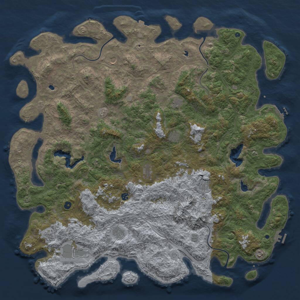 Rust Map: Procedural Map, Size: 6000, Seed: 519475106, 17 Monuments