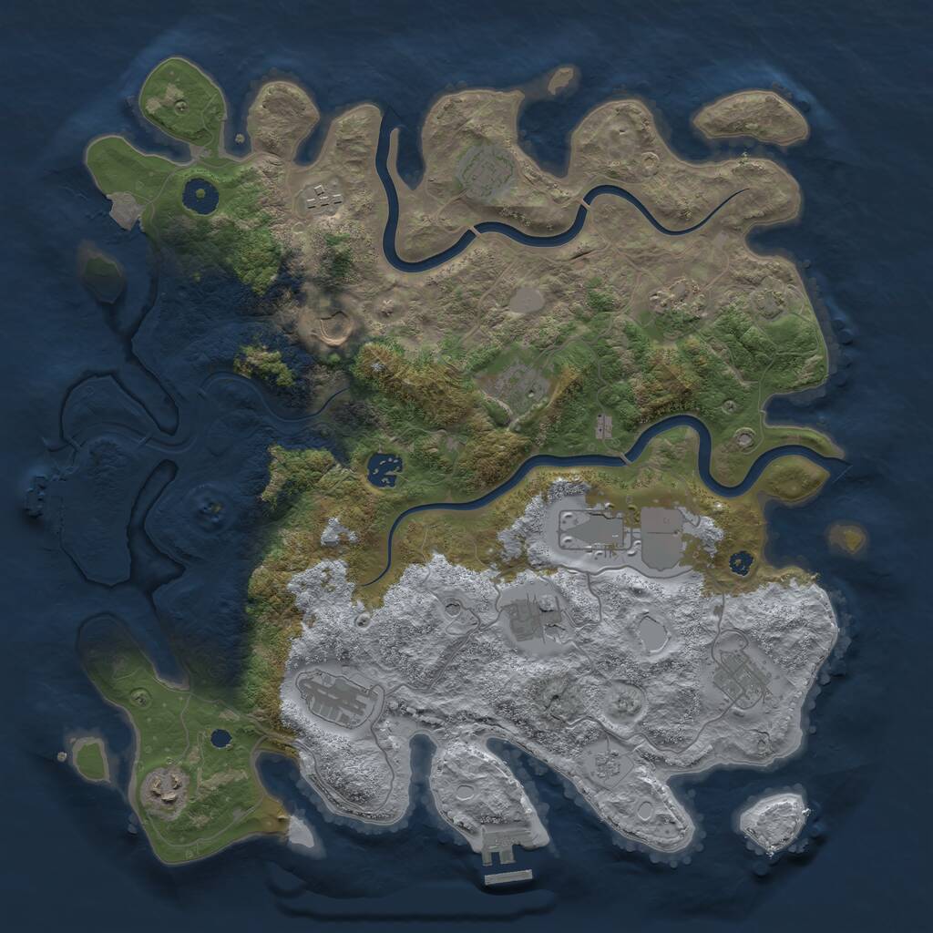 Rust Map: Procedural Map, Size: 3950, Seed: 151048348, 17 Monuments