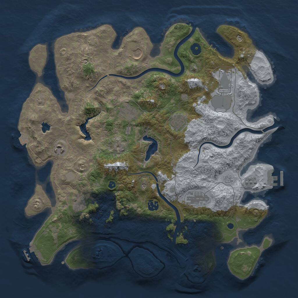 Rust Map: Procedural Map, Size: 4000, Seed: 743397929, 15 Monuments