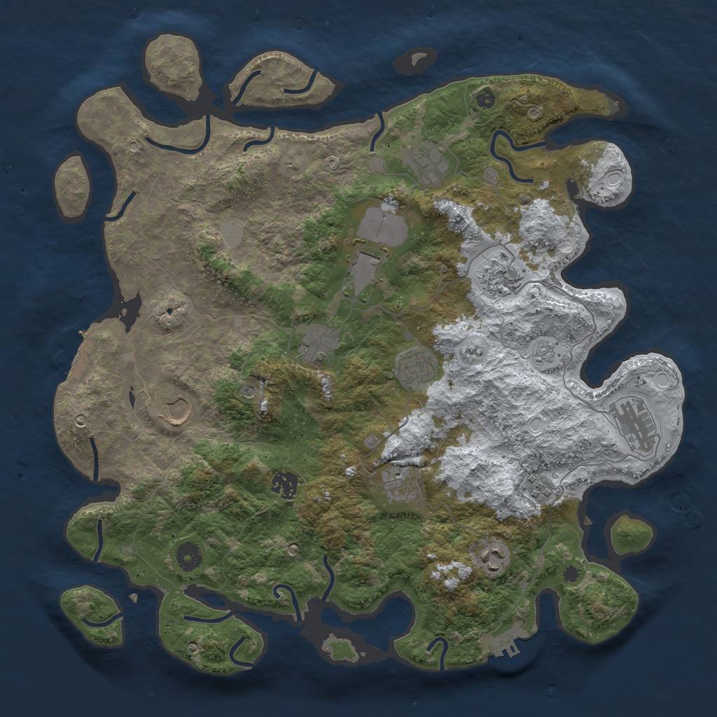Rust Map: Procedural Map, Size: 3950, Seed: 1868925518, 20 Monuments