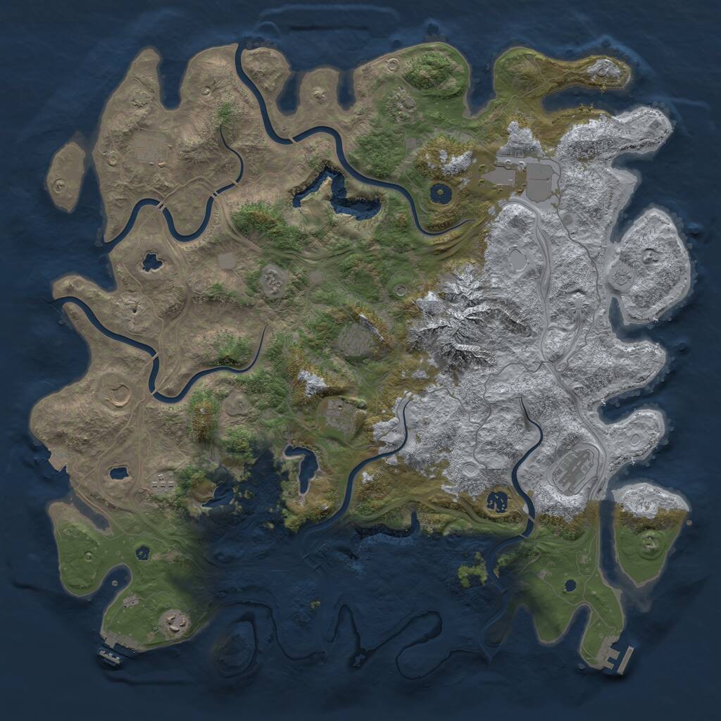 Rust Map: Procedural Map, Size: 5000, Seed: 2525, 16 Monuments