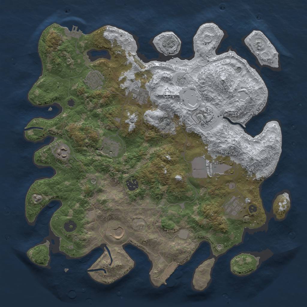 Rust Map: Procedural Map, Size: 3800, Seed: 5001, 19 Monuments