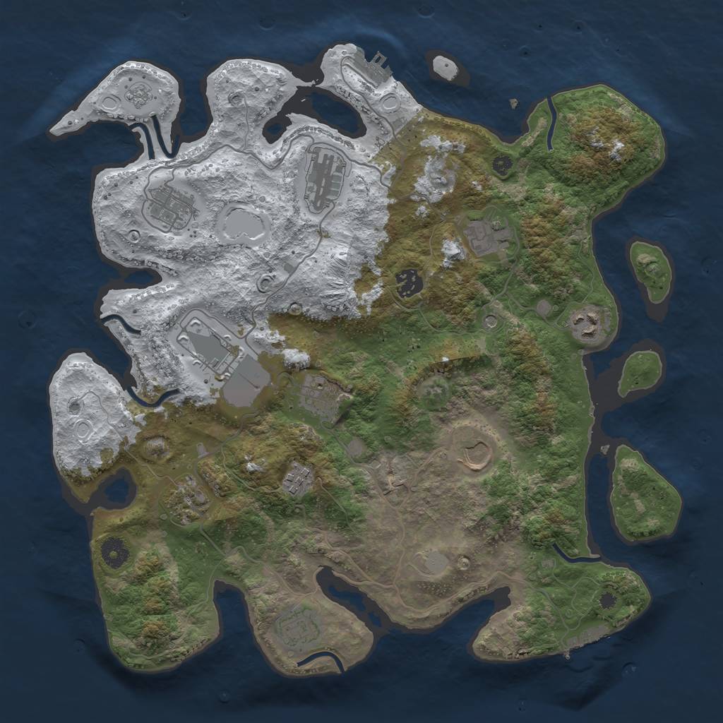 Rust Map: Procedural Map, Size: 3800, Seed: 7770129, 20 Monuments