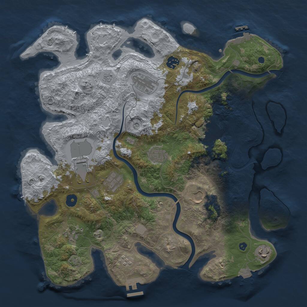 Rust Map: Procedural Map, Size: 3800, Seed: 7770129, 16 Monuments