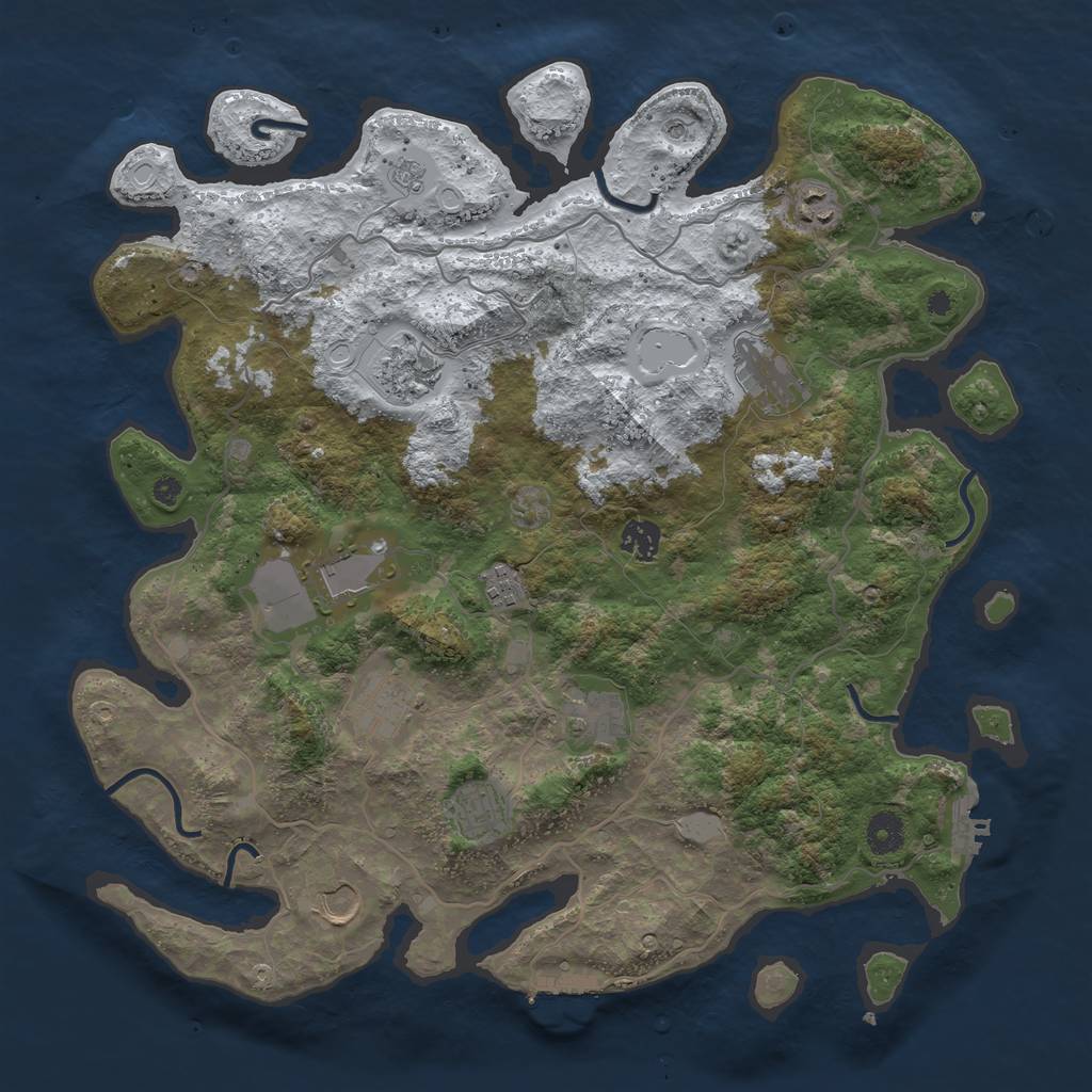 Rust Map: Procedural Map, Size: 4000, Seed: 123459, 19 Monuments