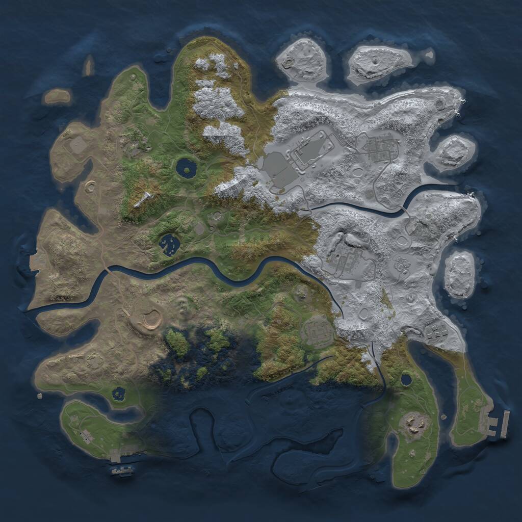 Rust Map: Procedural Map, Size: 3850, Seed: 1273116975, 15 Monuments