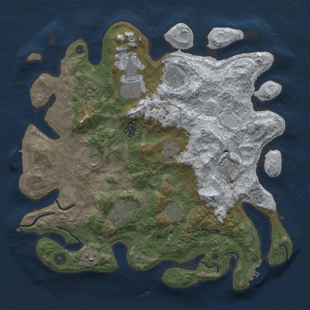 Rust Map: Procedural Map, Size: 3850, Seed: 1273116975, 20 Monuments