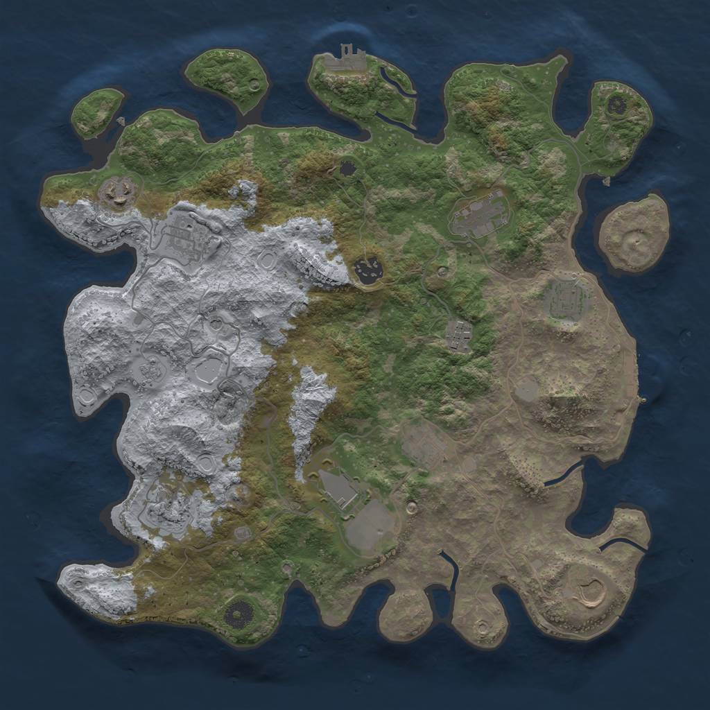 Rust Map: Procedural Map, Size: 3800, Seed: 1944554042, 19 Monuments