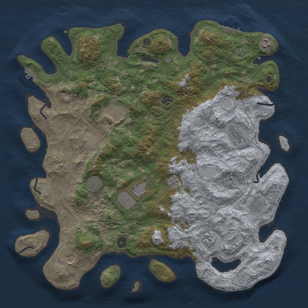 Rust Map: Procedural Map, Size: 4500, Seed: 1209445626, 20 Monuments
