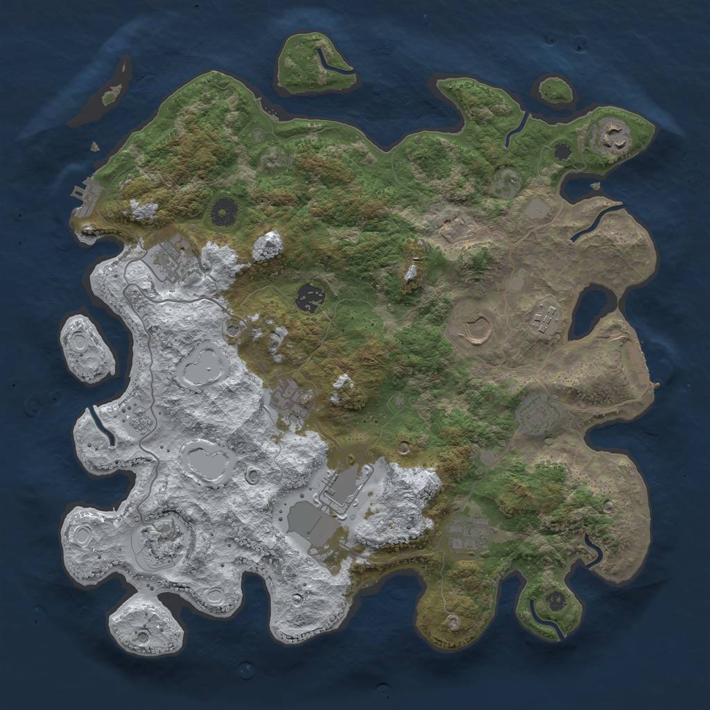 Rust Map: Procedural Map, Size: 3800, Seed: 70129, 19 Monuments