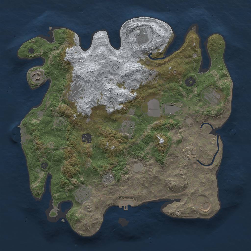 Rust Map: Procedural Map, Size: 3700, Seed: 190597895, 20 Monuments
