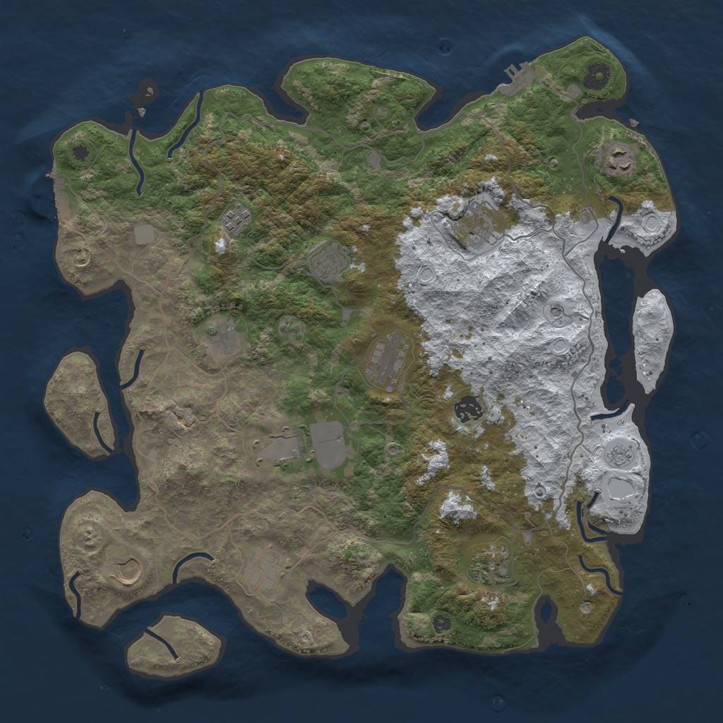 Rust Map: Procedural Map, Size: 4050, Seed: 505376984, 20 Monuments